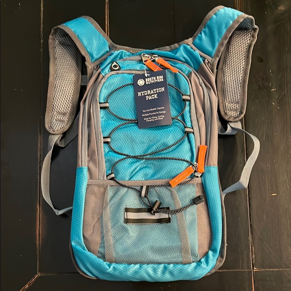 Gift Ready Hydration Pack - Marine Trail Blue and Gray With Orange Zipper Pulls - Picture 2 of 11